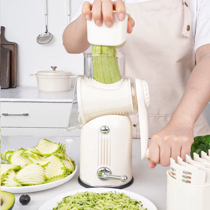 Multi-Function Manual Drum Nut Cheese Rotary Vegetable Grater Mandoline Cutter Fruit Chopper and 5 Adjustable Blades Tools