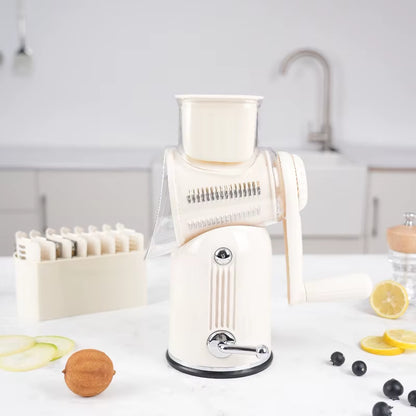 Multi-Function Manual Drum Nut Cheese Rotary Vegetable Grater Mandoline Cutter Fruit Chopper and 5 Adjustable Blades Tools