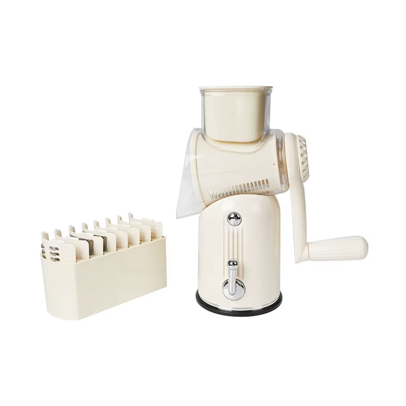 Multi-Function Manual Drum Nut Cheese Rotary Vegetable Grater Mandoline Cutter Fruit Chopper and 5 Adjustable Blades Tools